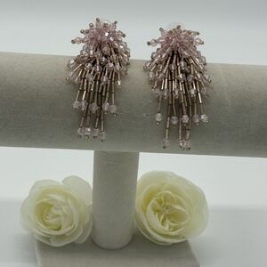 Elegant Pink Beaded Drop Earrings
